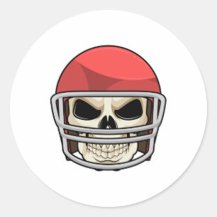 Skull Football Helmet Classic Round Sticker