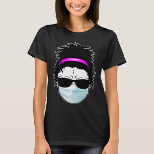 Skull for Women Messy Bun Hair Nurse Matching Gro T-Shirt