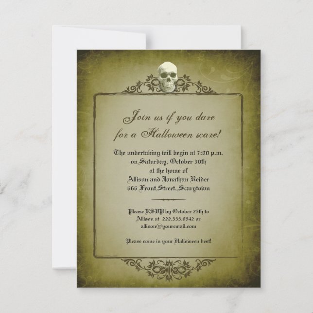Skull Frame Halloween Invitation (Front)