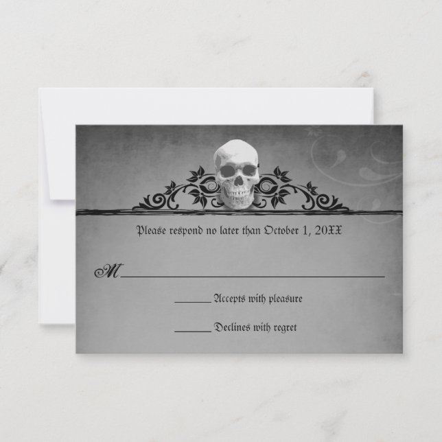 Skull Frame Halloween Wedding Reply RSVP (Front)