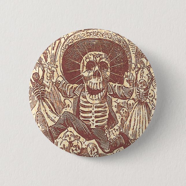 Skull from Oaxaca, La Calavera Oaxaqueña 6 Cm Round Badge (Front)