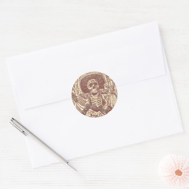 Skull from Oaxaca, La Calavera Oaxaqueña Classic Round Sticker (Envelope)