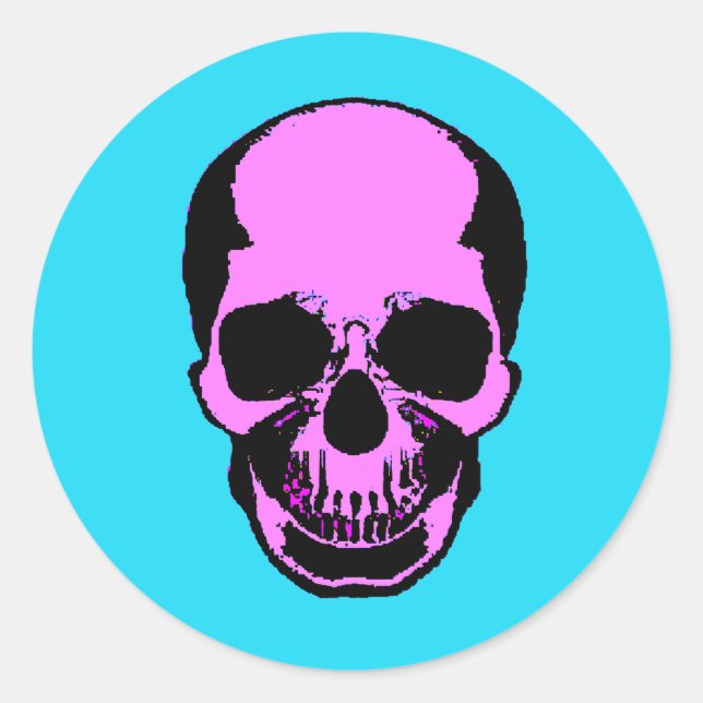 Skull Frontal Round Sticker (Front)