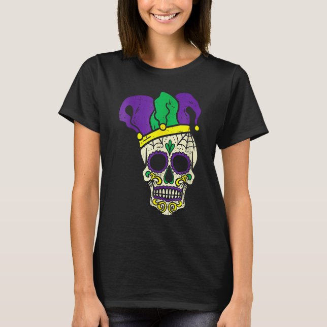 Skull Funny Mardi Gras New Orleans Carnival Men Bo T-Shirt (Front)
