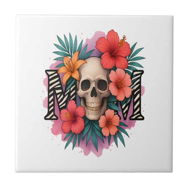 Skull Funny Mother Ceramic Tile (Front)