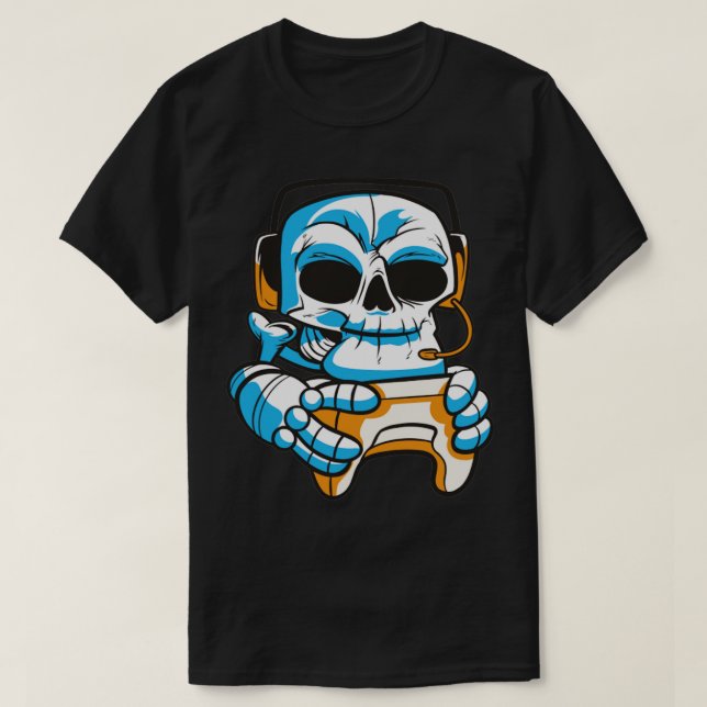 Skull gamer with joystick T-Shirt (Design Front)