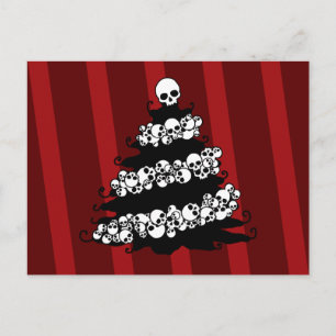 Skull Garland Christmas Tree Holiday Postcard