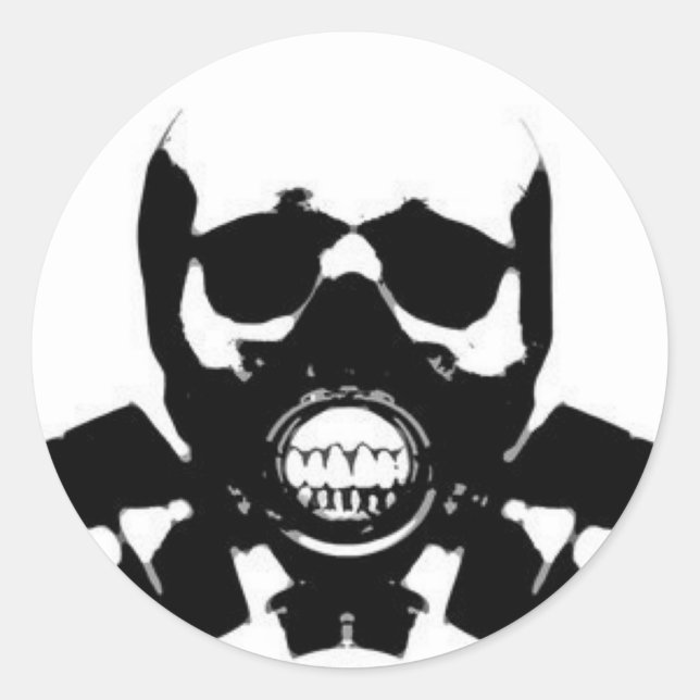 skull-gas-mask-bones classic round sticker (Front)