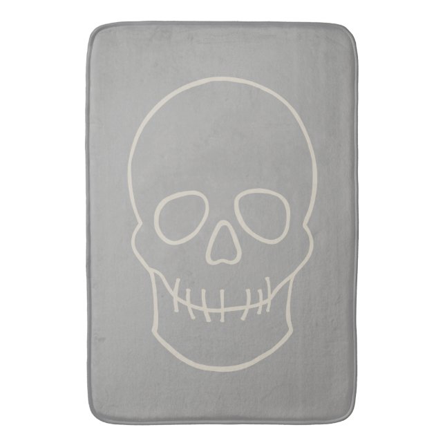 Skull - Ghost Grey and Bone White Bath Mat (Front Vertical)