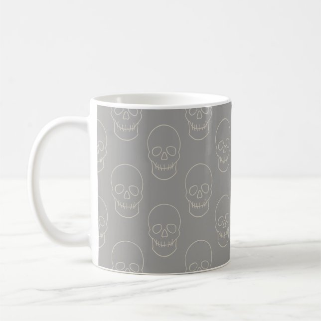 Skull - Ghost Grey and Bone White Coffee Mug (Left)