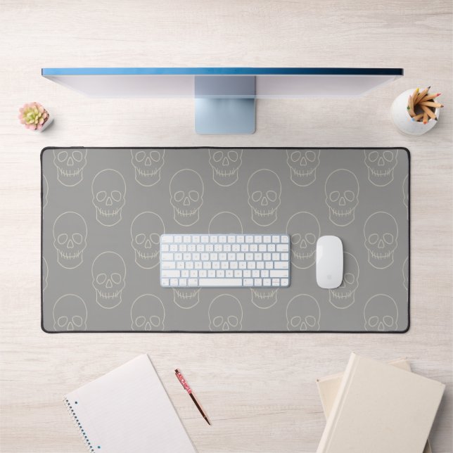 Skull - Ghost Grey and Bone White  Desk Mat (Office 1)