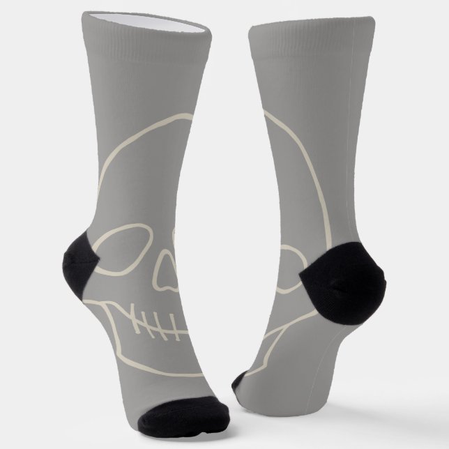 Skull - Ghost Grey and Bone White Socks (Angled)