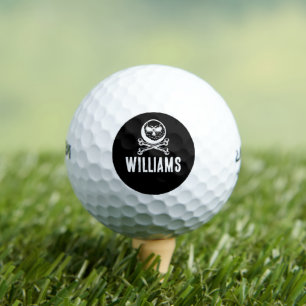 Skull Golf Ball And Crossbones Personalised Name