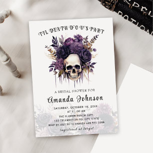 Skull Gothic Floral Halloween Bridal Shower Invitation