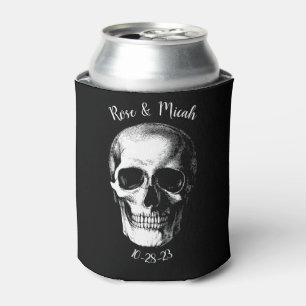 Skull Gothic Halloween Wedding Can Cooler