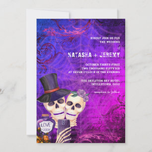 Skull Gothic Halloween Wedding Invitation
