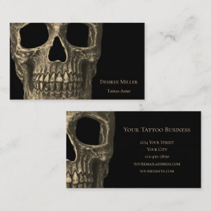 Skull Gothic Macabre Beige Black Tattoo Artist Business Card