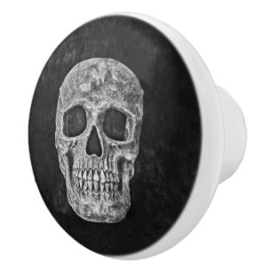 Skull Gothic Old Black And White Texture Grunge Ceramic Knob