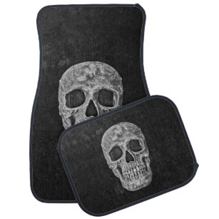 Skull Gothic Old Grunge Black And White Texture Car Mat