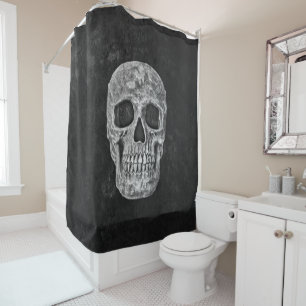 Skull Gothic Old Texture Black And White Grunge Shower Curtain