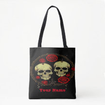 Skull gothic red flowers Halloween