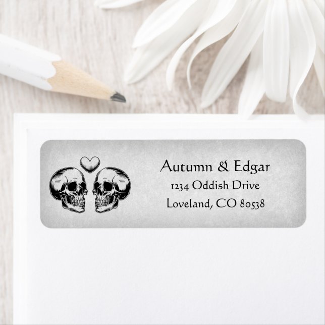 Skull Gothic Wedding Return Address Label (Insitu)
