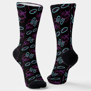 Skull graffiti - Pink, Purple, Blue and Black Socks