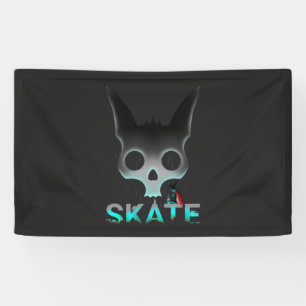Skull Graffiti Skater Cat Banner