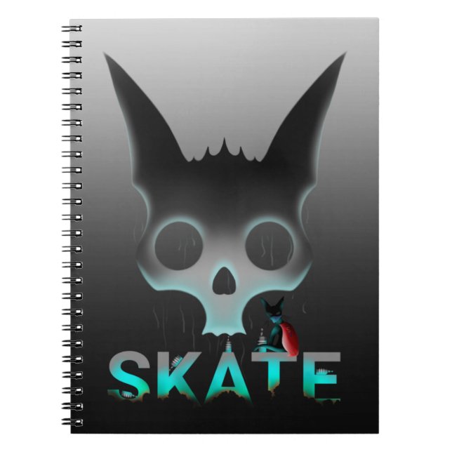 Skull Graffiti Skater Cat Notebook (Front)