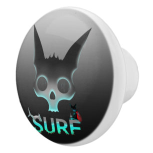Skull Graffiti Surf Cat Ceramic Knob