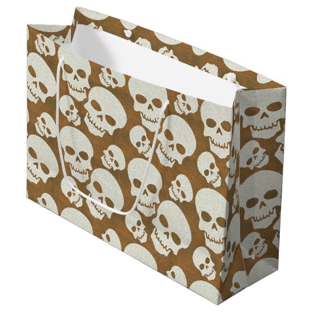 Skull Graphic Pattern Design Large Gift Bag (Front Angled)