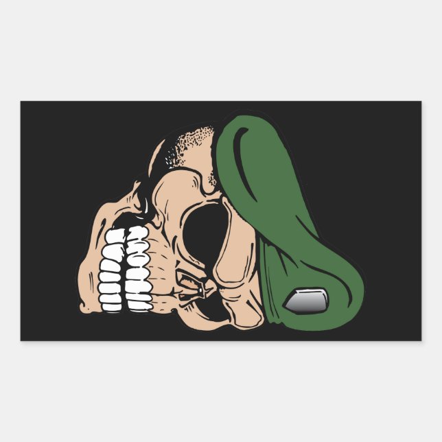 Skull Green Beret Rectangular Sticker (Front)