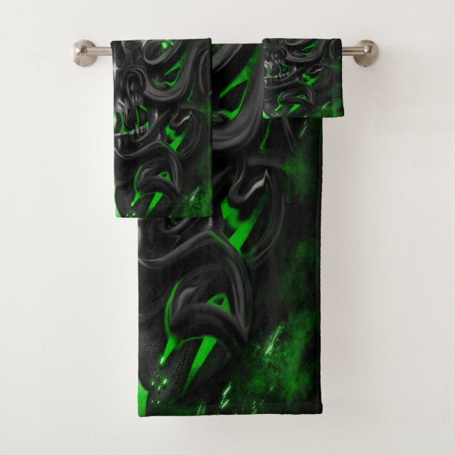 skull Green bio spark Bath Towel Set (Insitu)