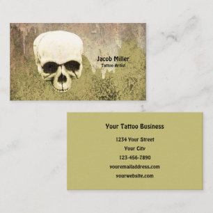 Skull Green Gothic Tattoo Artist Business Card