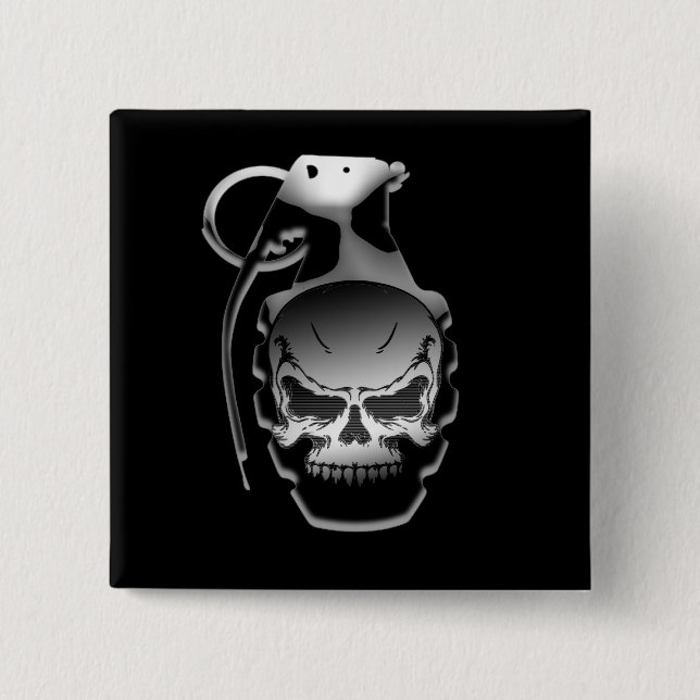 Skull Grenade 15 Cm Square Badge (Front)