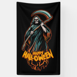 Skull Grim Reaper Halloween  Banner