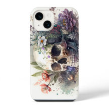 Skull Grunge Aesthetic Floral Watercolor Artwork