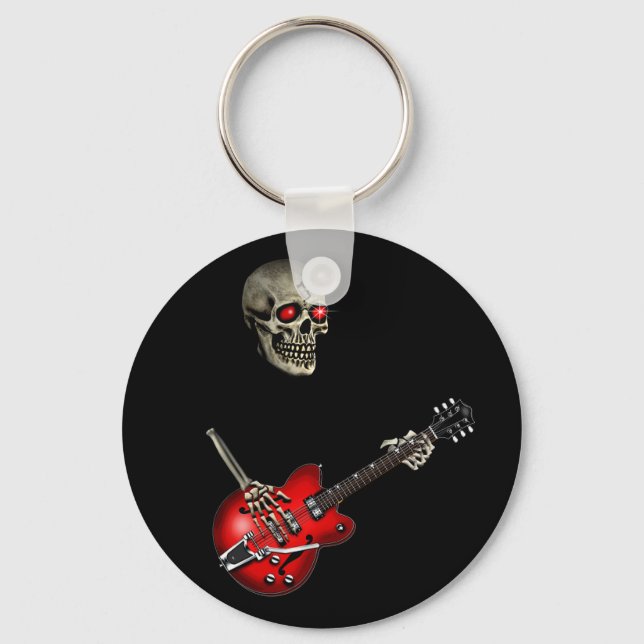 Skull Guitar Player Key Ring (Front)