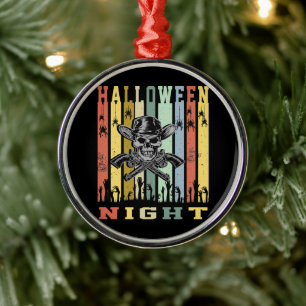 Skull Gun, Halloween Night Metal Ornament