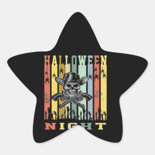 Skull Gun, Halloween Night Star Sticker