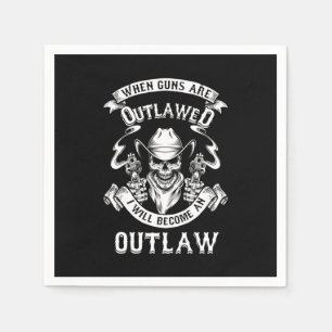 Skull Guns Outlaw Cowboy Western Shooting Gift Napkin