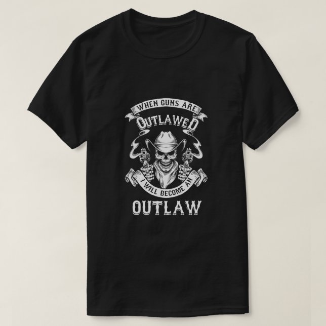 Skull Guns Outlaw Cowboy Western Shooting Gift T-Shirt (Design Front)