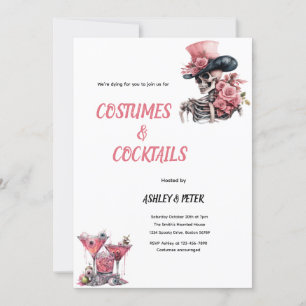 Skull Halloween Cocktails & Costumes Party  Invitation