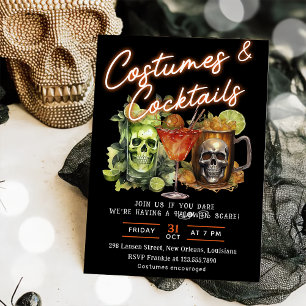 Skull Halloween Cocktails & Costumes Party  Invitation