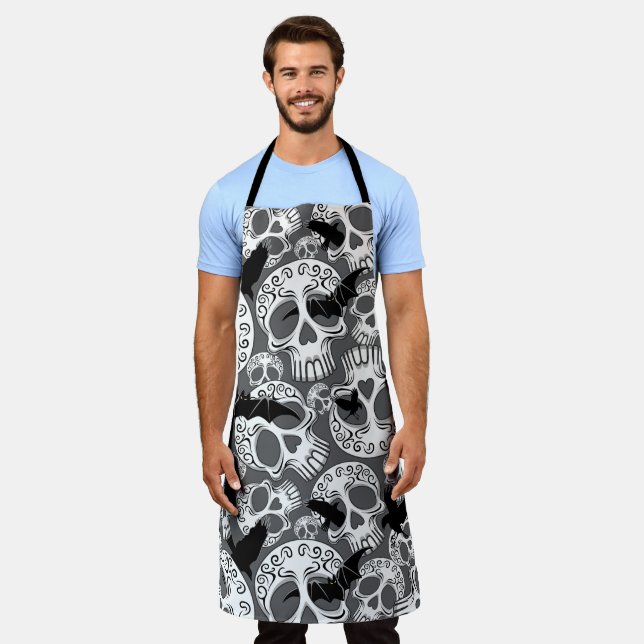 Skull Halloween Decorative Calaveras Apron (Worn)