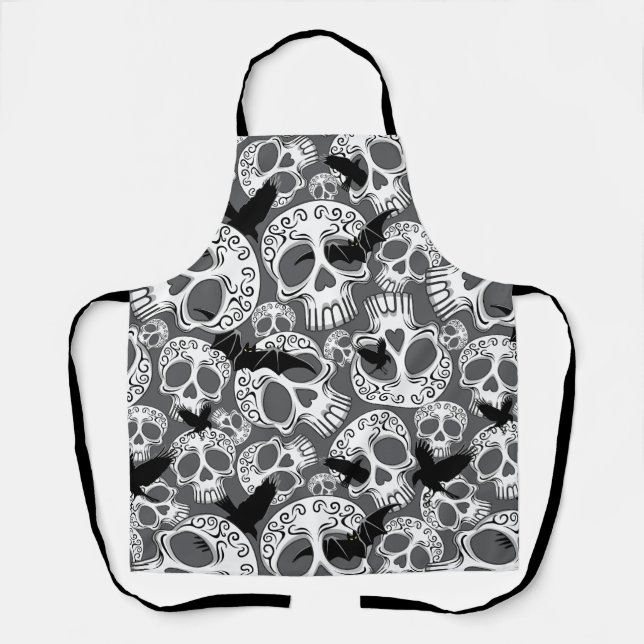 Skull Halloween Decorative Calaveras Apron (Front)