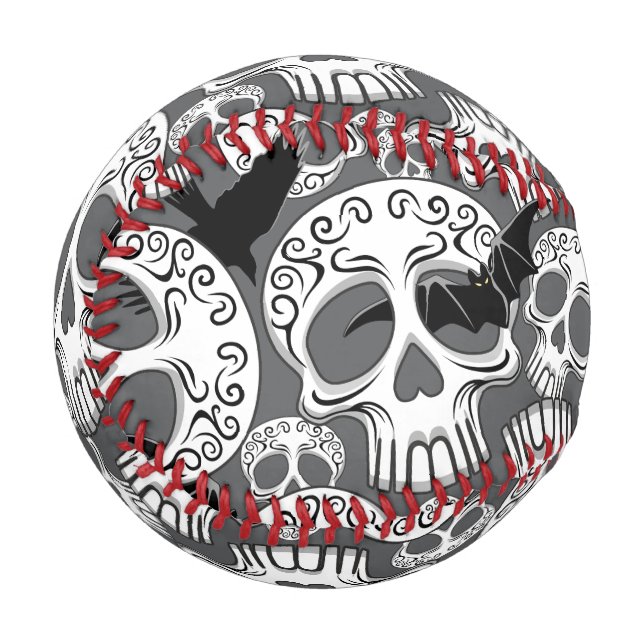 Skull Halloween Decorative Calaveras Baseball (Front Left)