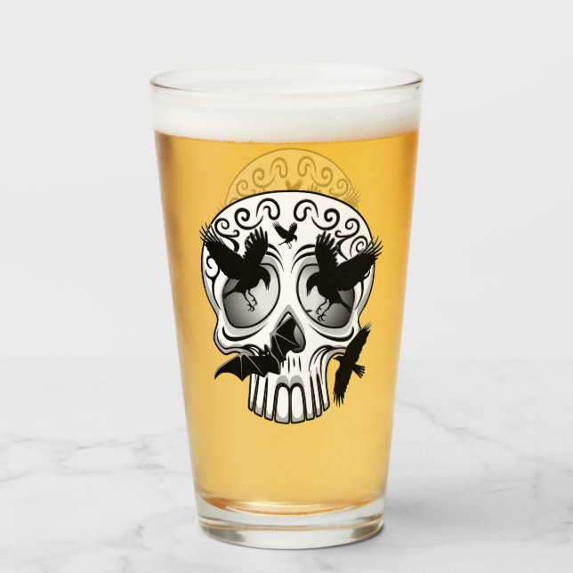 Skull Halloween Decorative Calaveras Glass (Front Filled)