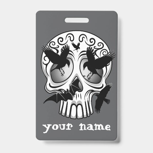 Skull Halloween Decorative Calaveras ID Badge (Front)