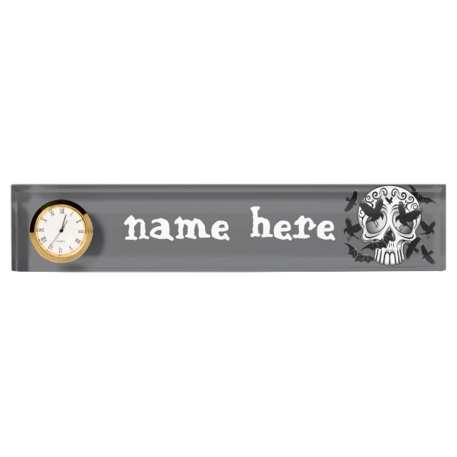 Skull Halloween Decorative Calaveras Nameplate (Front)